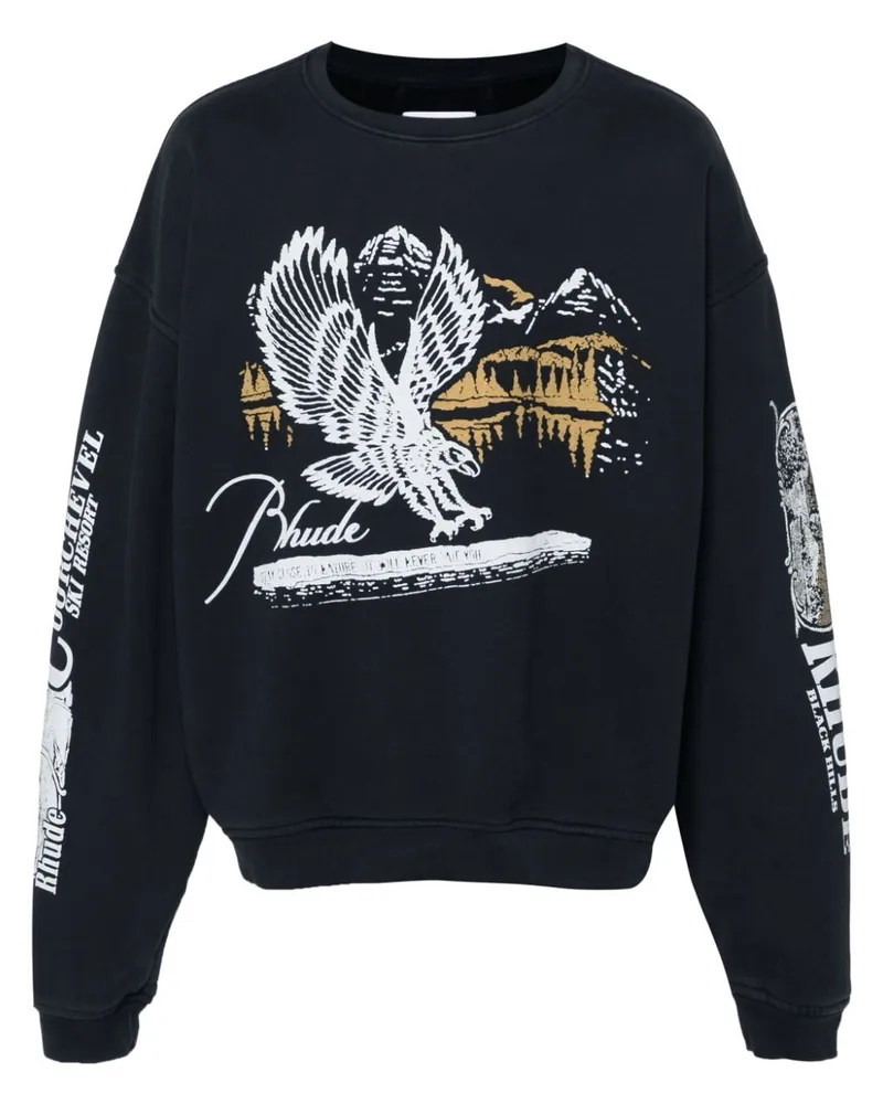 RHUDE Sweatshirt mit grafischem Print - Schwarz Schwarz
