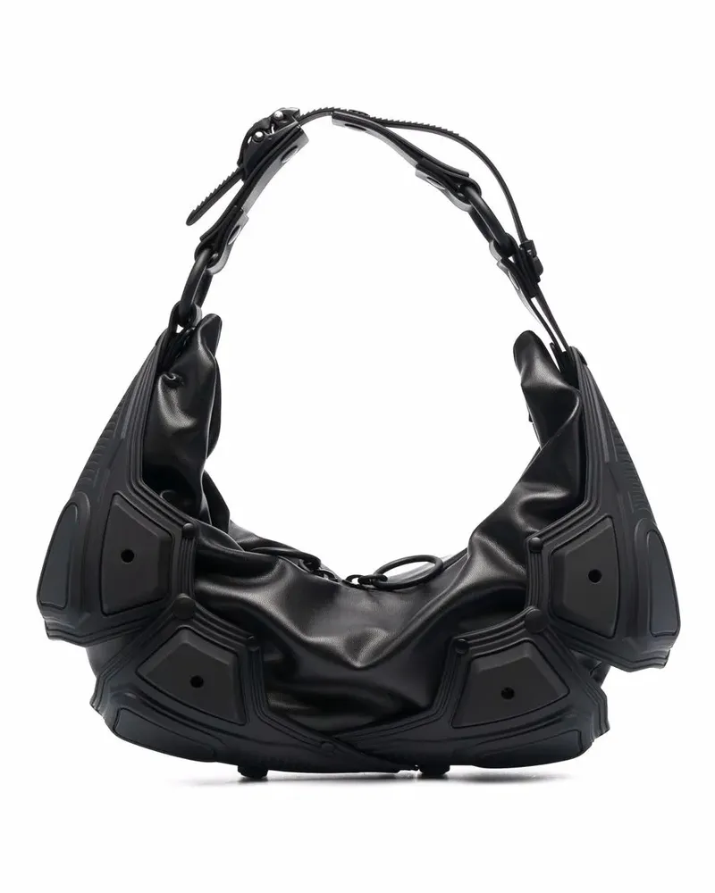 Innerraum Kleine Schultertasche mit Halbmondform - Schwarz Schwarz