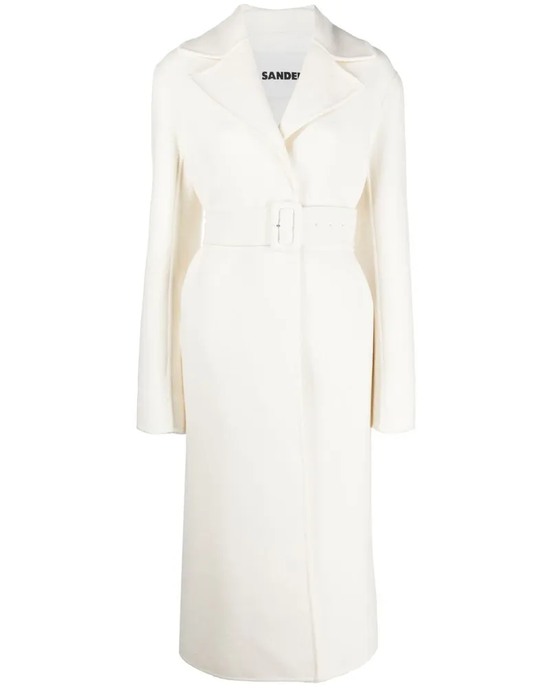 Jil Sander Einreihiger Mantel mit Gürtel - Weiß Weiß