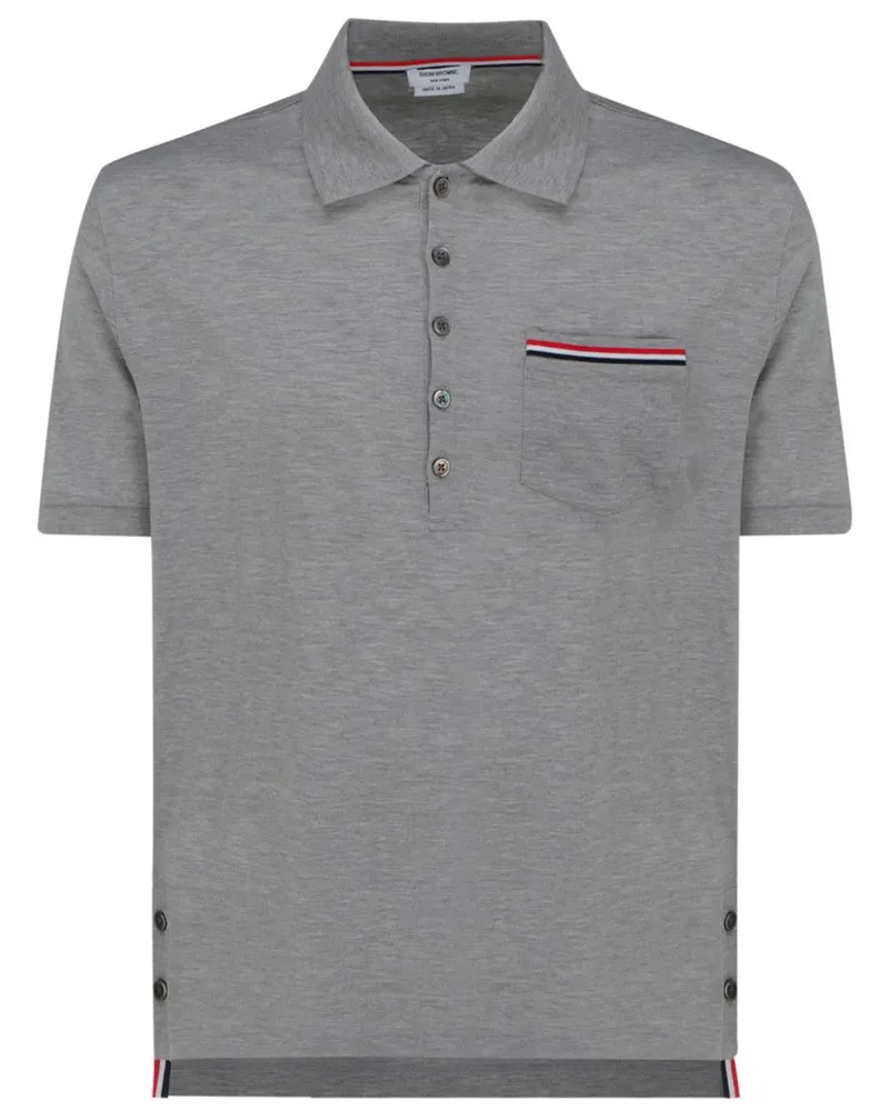 Thom Browne Poloshirt mit RWB-Streifen - Grau Grau