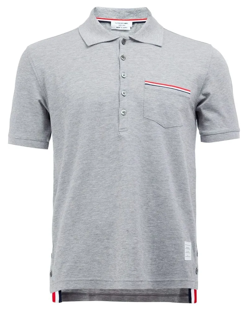 Thom Browne Poloshirt mit RWB-Streifen - Grau Grau