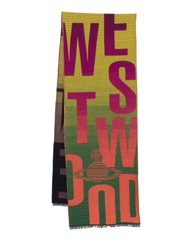 Vivienne Westwood logo fringed scarf - Grün Grün