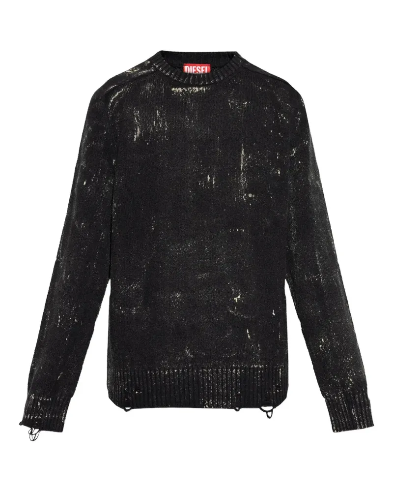 Diesel K-MAXENSE Pullover im Distressed-Look - Schwarz Schwarz