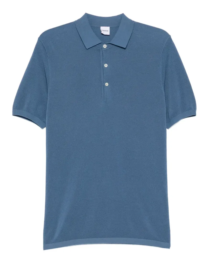 ASPESI Stückgefärbtes Poloshirt mit Piqué-Stickerei - Blau Blau