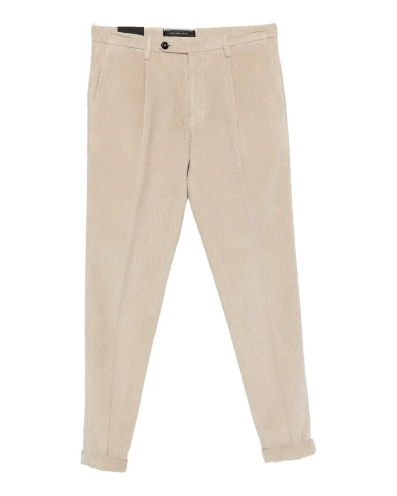 MICHAEL COAL Cordhose mit Bundfalten - Nude Nude