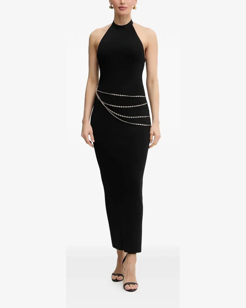 Hervé Léger Sybil halterneck side-slit maxi dress - Schwarz Schwarz