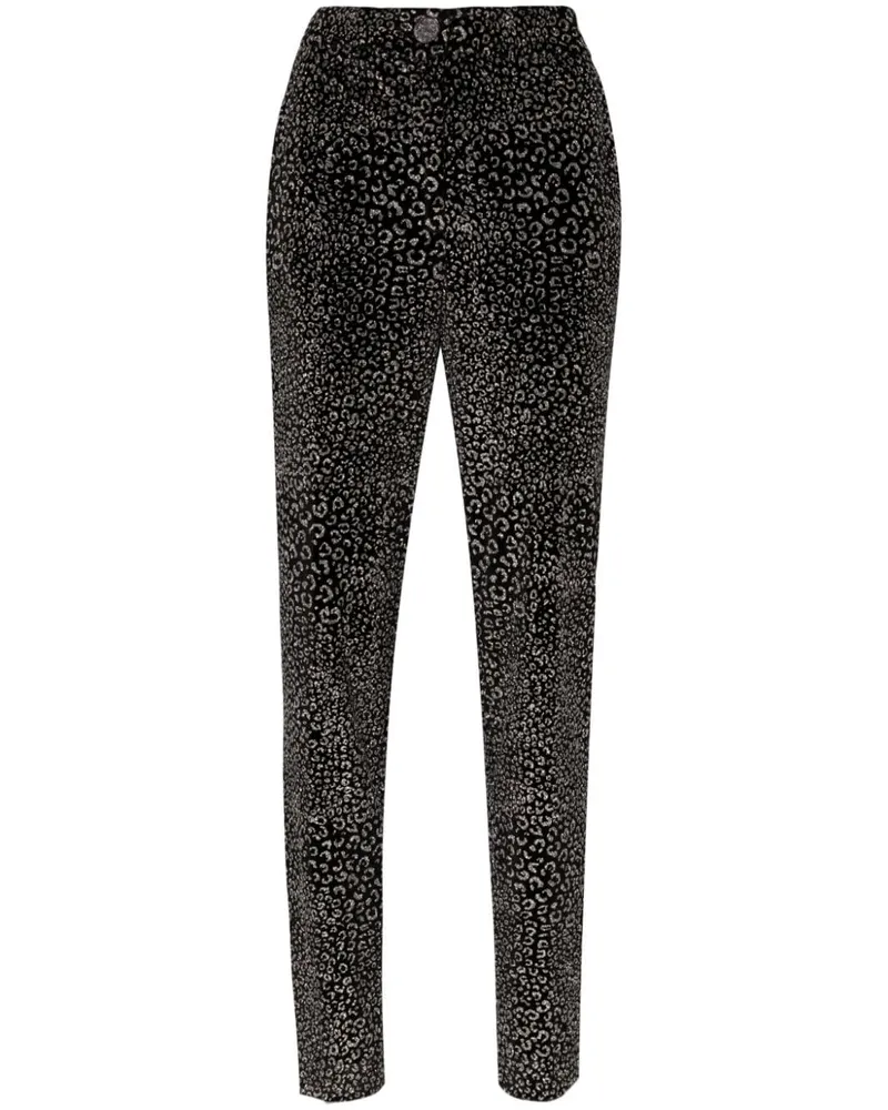 Genny Animalier Hose aus Samt - Schwarz Schwarz