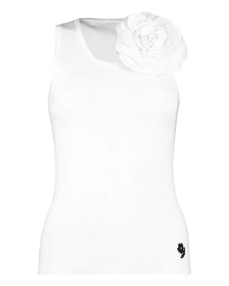 BERNADETTE Geripptes Marcel Tanktop mit Blumendetail - Weiß Weiß
