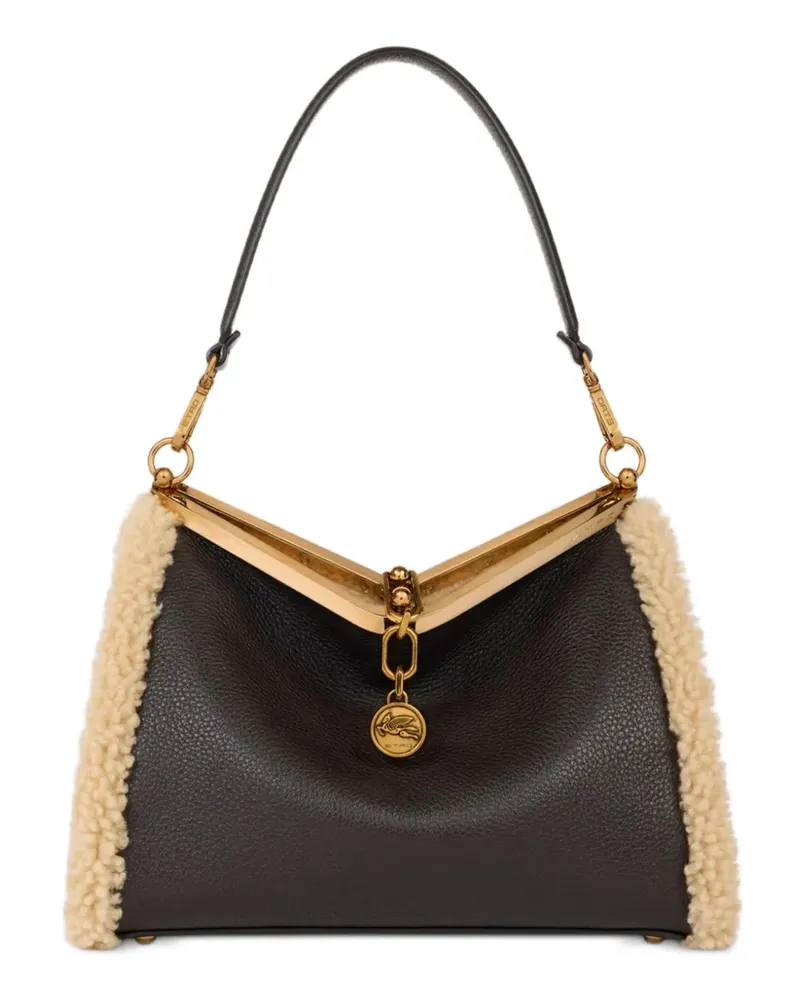 Etro Mittelgroße VELA Schultertasche mit Shearling-Besatz - Braun Braun