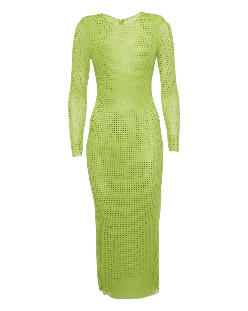 Self-Portrait studded mesh midi dress - Grün Grün