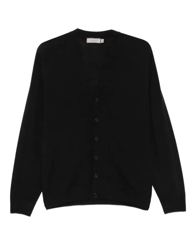 Canali Cardigan mit V-Ausschnitt - Schwarz Schwarz