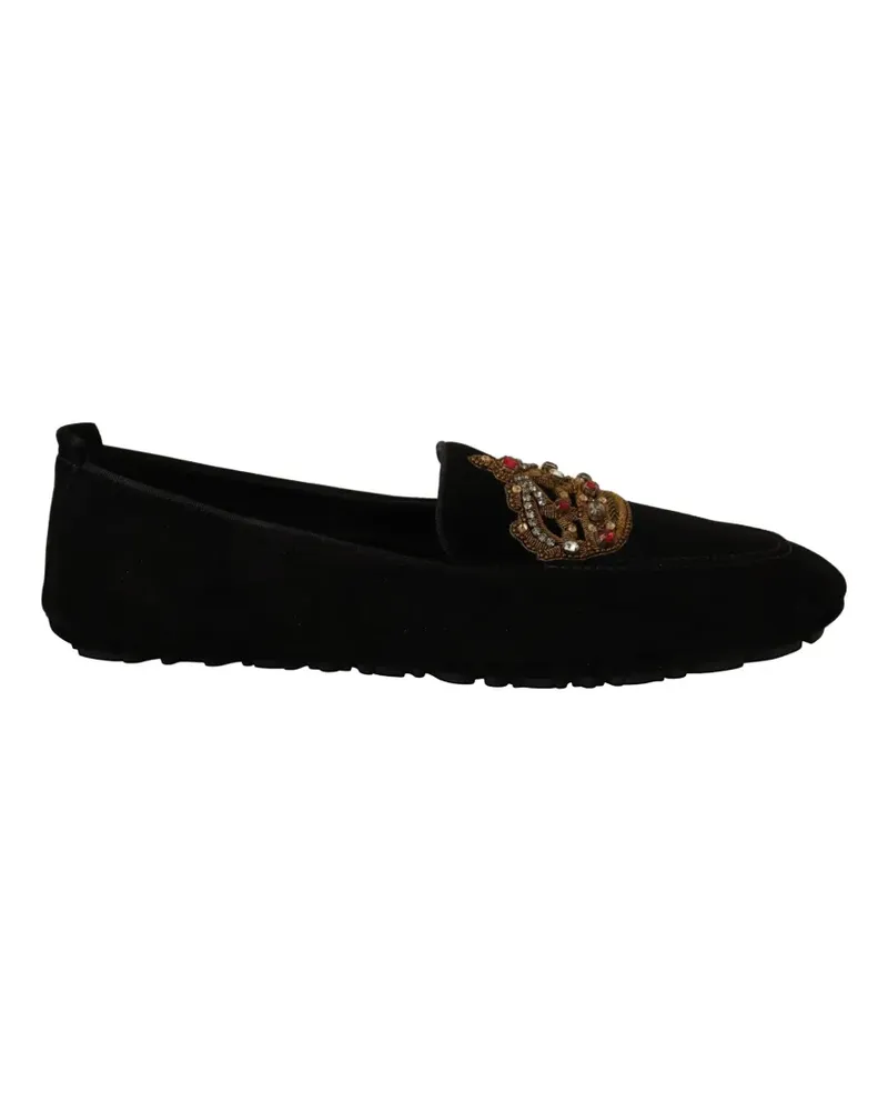 Dolce & Gabbana Wildleder-Loafer mit Kronendetail - Schwarz Schwarz