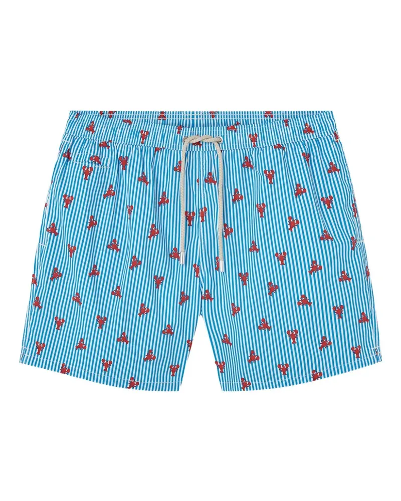 MC2 Saint Barth Gestreifte Badeshorts mit Hummer-Print - Blau Blau