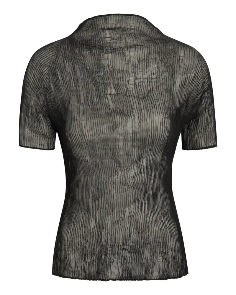 Issey Miyake plissé-effect T-shirt - Schwarz Schwarz