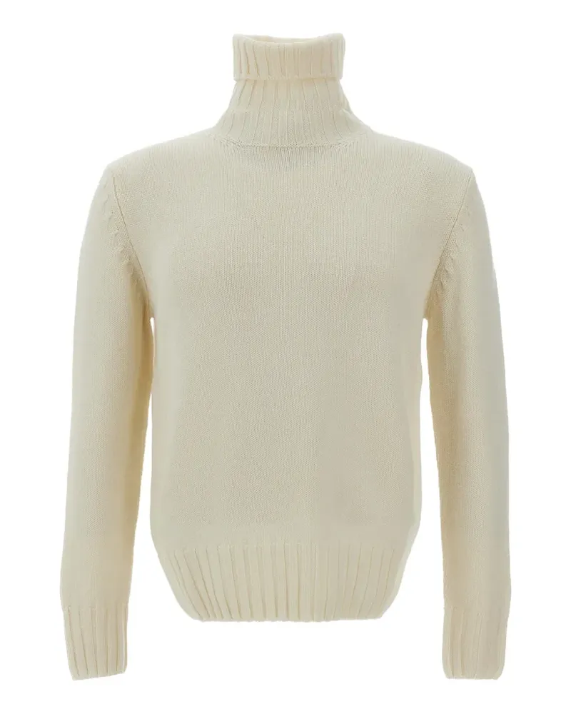 Customer Lovers Rollkragenpullover mit geripptem Saum - Weiß Weiß