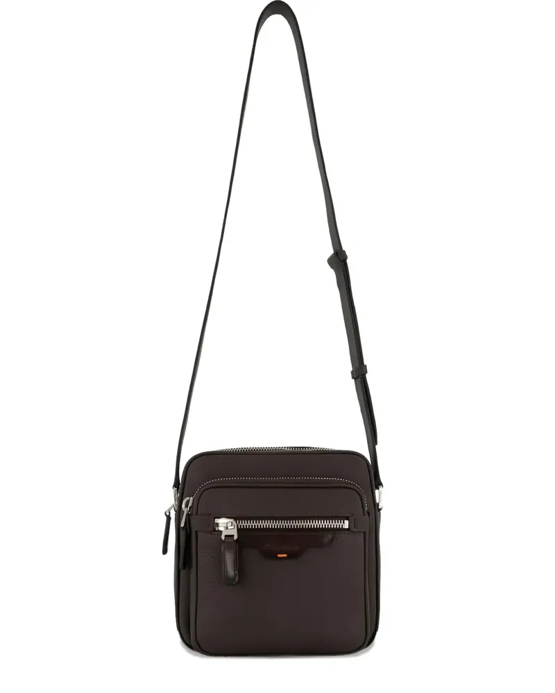 Santoni Schultertasche mit Reißverschluss - Braun Braun