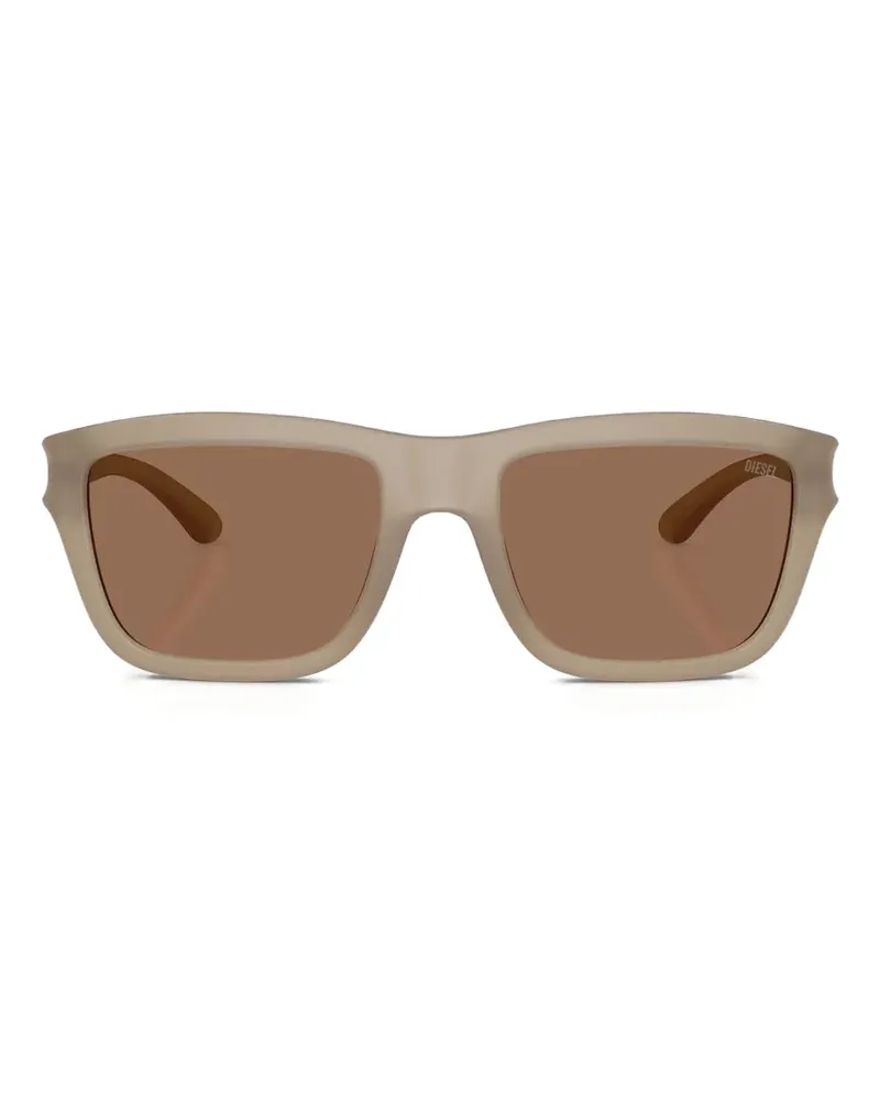 Diesel Sonnenbrille mit eckigem Gestell - Nude Nude