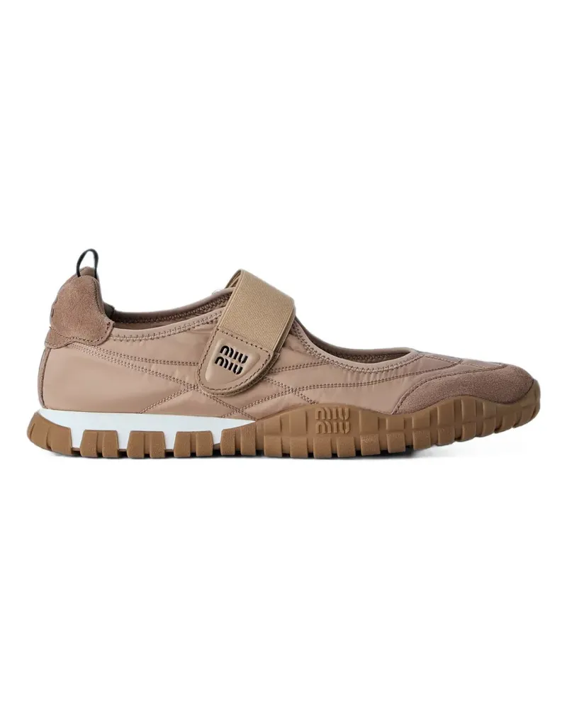 Miu Miu Mesh-Sneakers mit Klettverschluss - Nude Nude