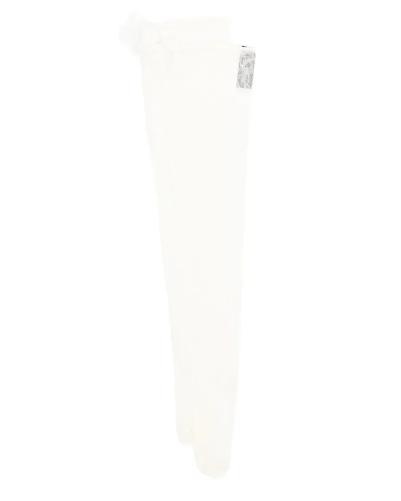 David Koma floral-appliqué stockings - Weiß Weiß