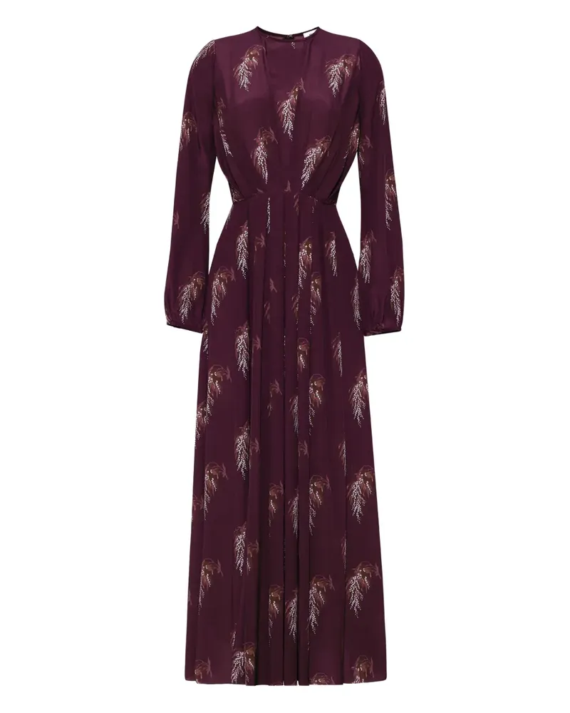 Adam Lippes Plissiertes Midikleid mit Blumen-Print - Rot Rot