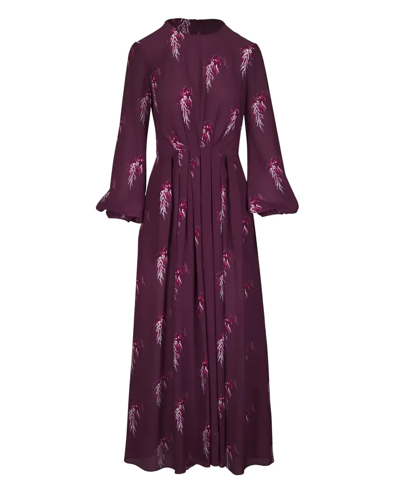 Adam Lippes Plissiertes Midikleid mit Blumen-Print - Rot Rot