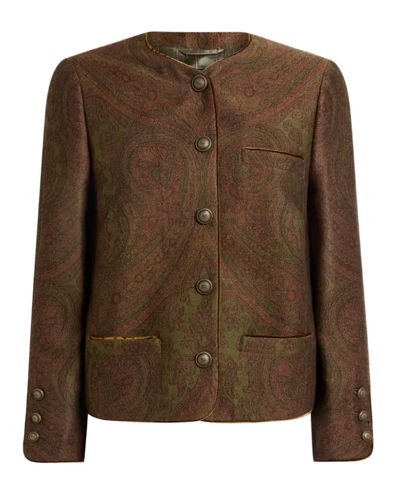Etro Jacquardjacke aus Wollgemisch mit Paisley-Motiv - Braun Braun
