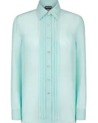 Tom Ford Seiden-T-Shirt mit Falten Blau