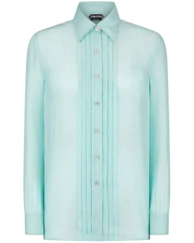 Tom Ford Seiden-T-Shirt mit Falten - Blau Blau