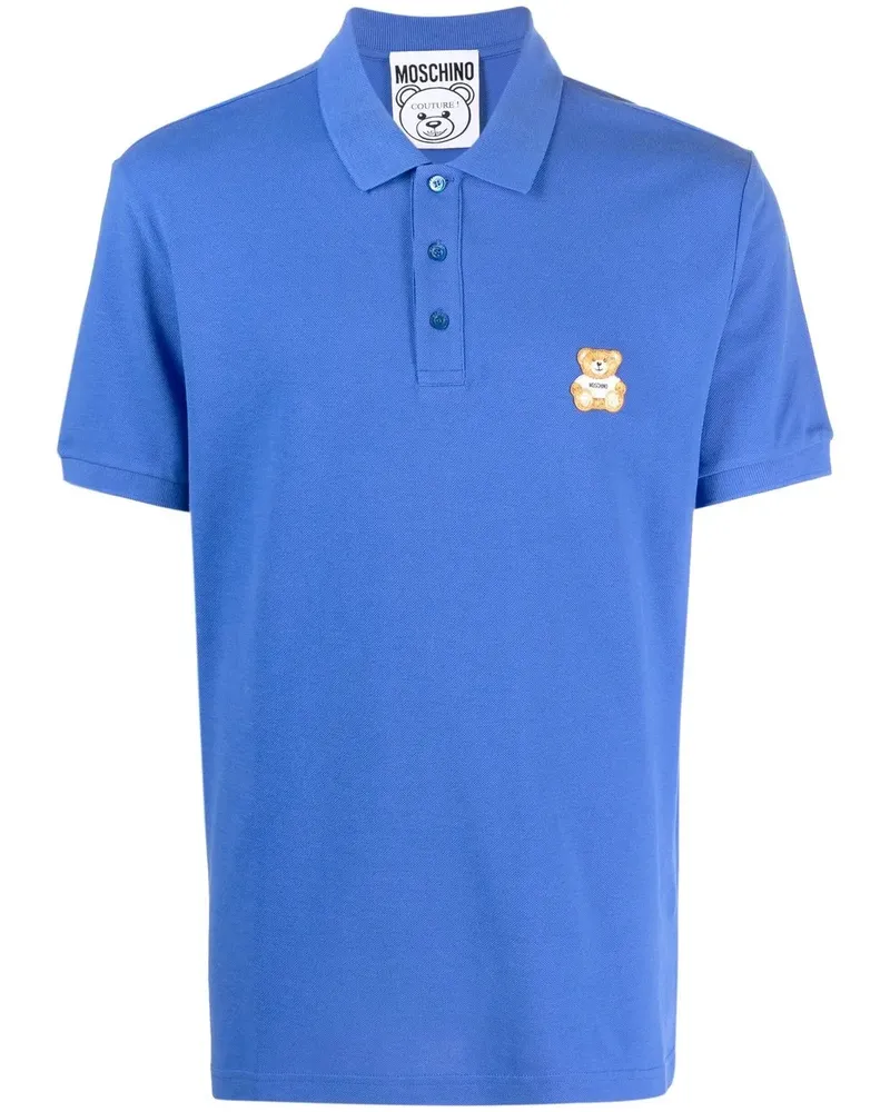 Moschino Poloshirt mit Logo-Patch - Blau Blau