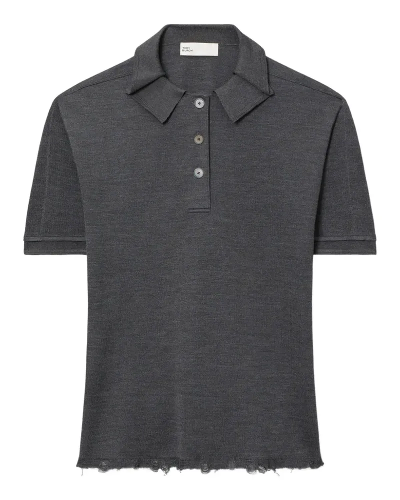 Tory Burch oversized silk polo - Grau Grau