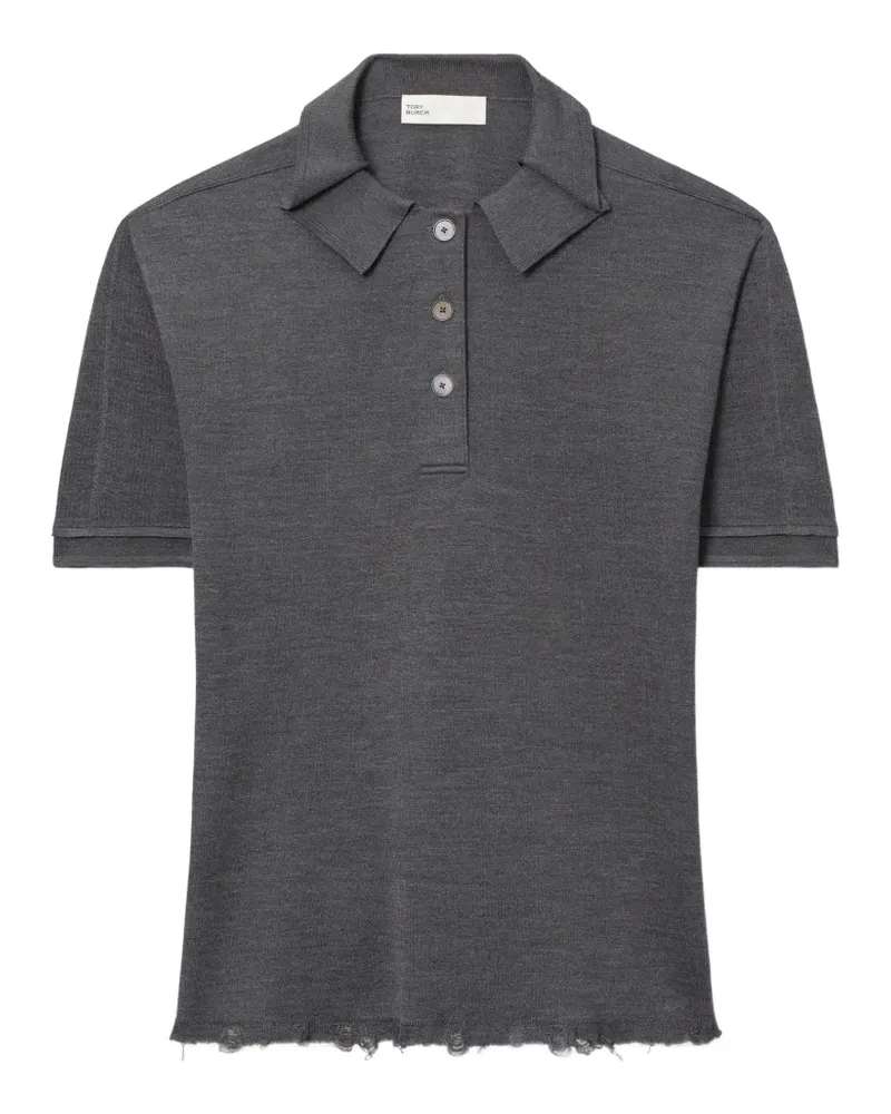 Tory Burch oversized silk polo - Grau Grau