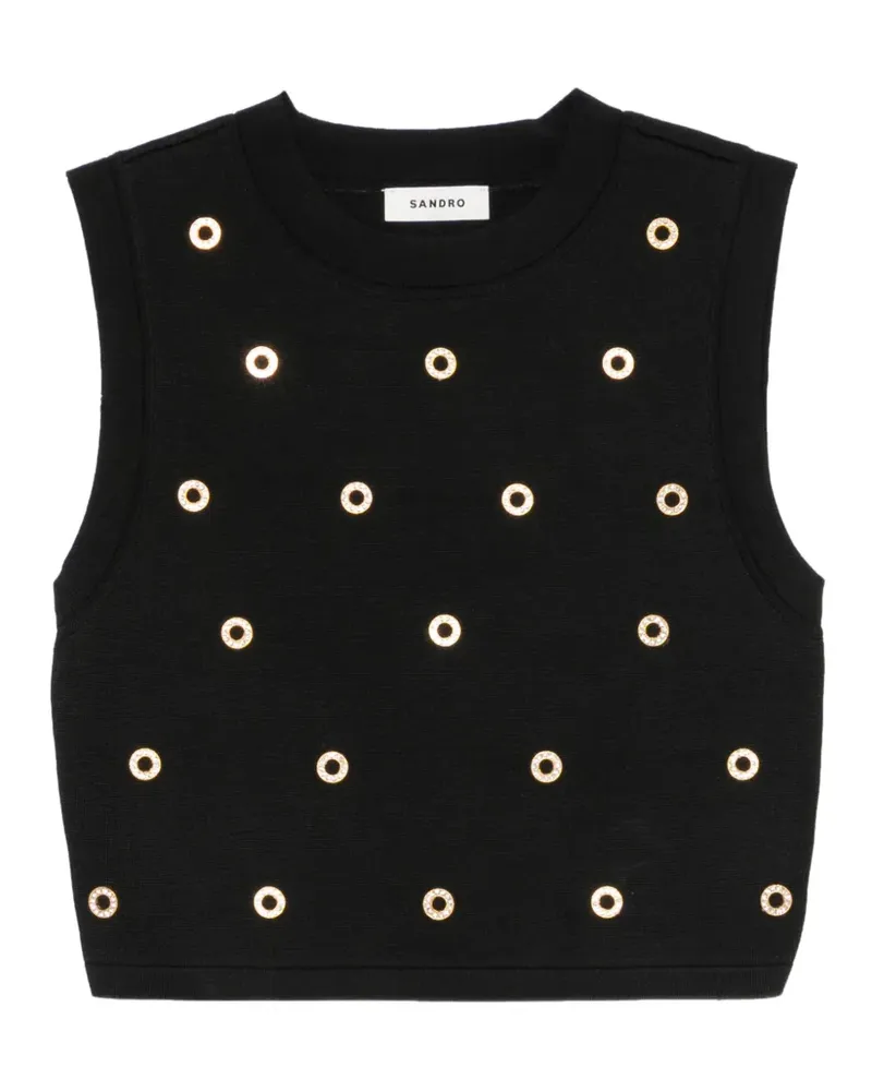 Sandro Cropped-Weste mit Ösendetail - Schwarz Schwarz