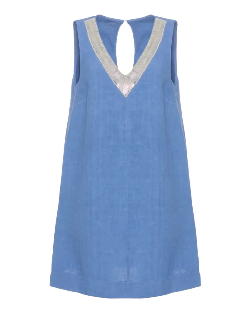 120% Lino sequin-embellished V-neck mini dress - Blau Blau