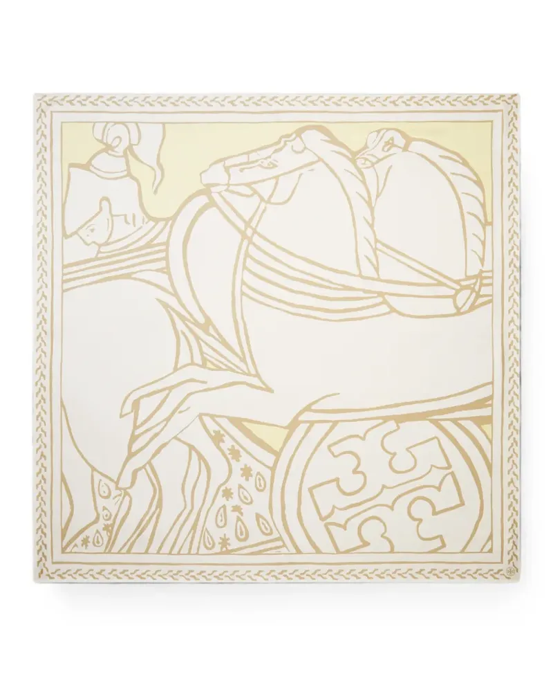 Tory Burch Quadratischer Trocadero Horses Seidenschal - Nude Nude