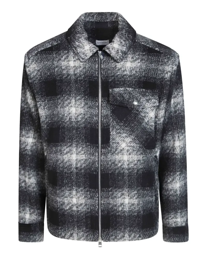 Moncler check zip-up shirt jacket - Schwarz Schwarz
