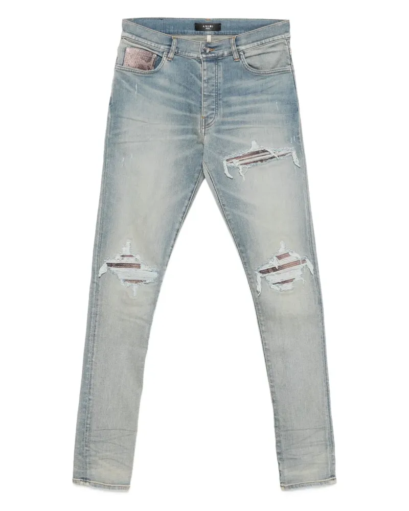 Amiri Jeans mit Lederbesatz - Blau Blau