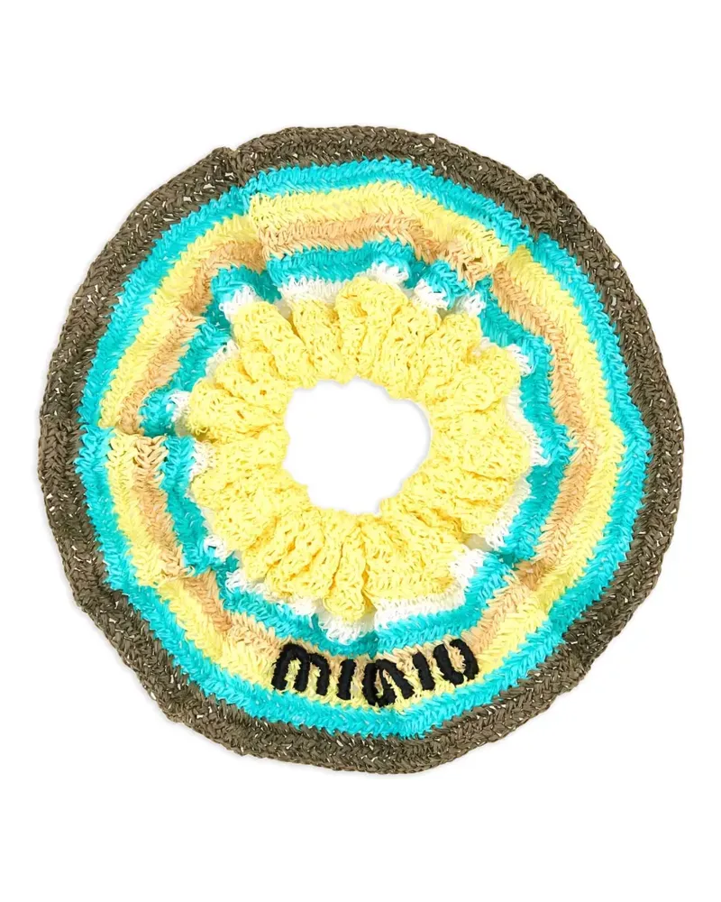 Miu Miu Gehäkelter Haargummi mit Streifen - Gelb Gelb