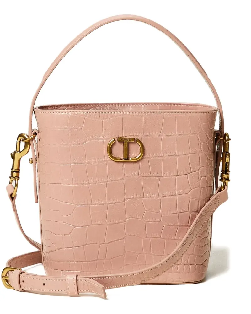 Twin-Set Umhängetasche in Kroko-Optik - Rosa Rosa