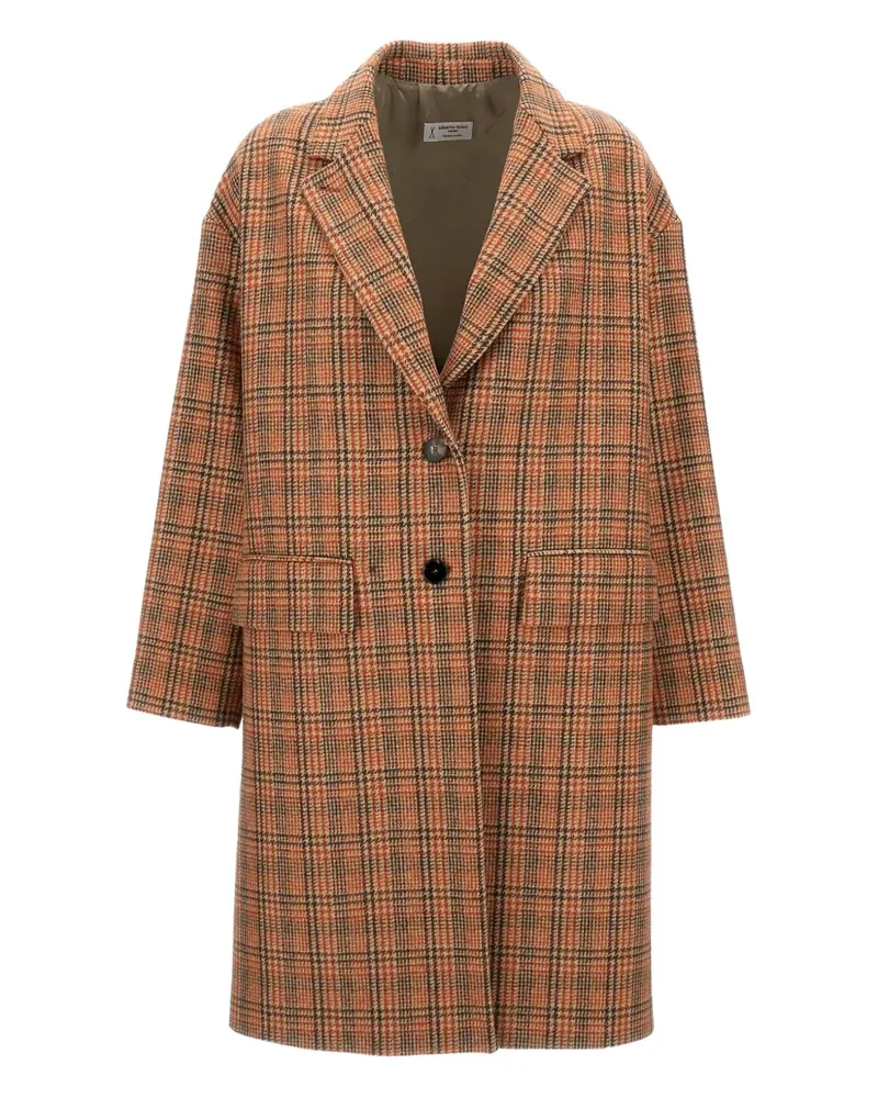 Alberto Biani checked flap-pocket single-breasted coat - Braun Braun