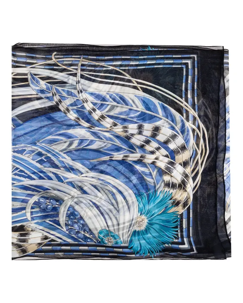 Ferragamo flower-print silk scarf - Blau Blau