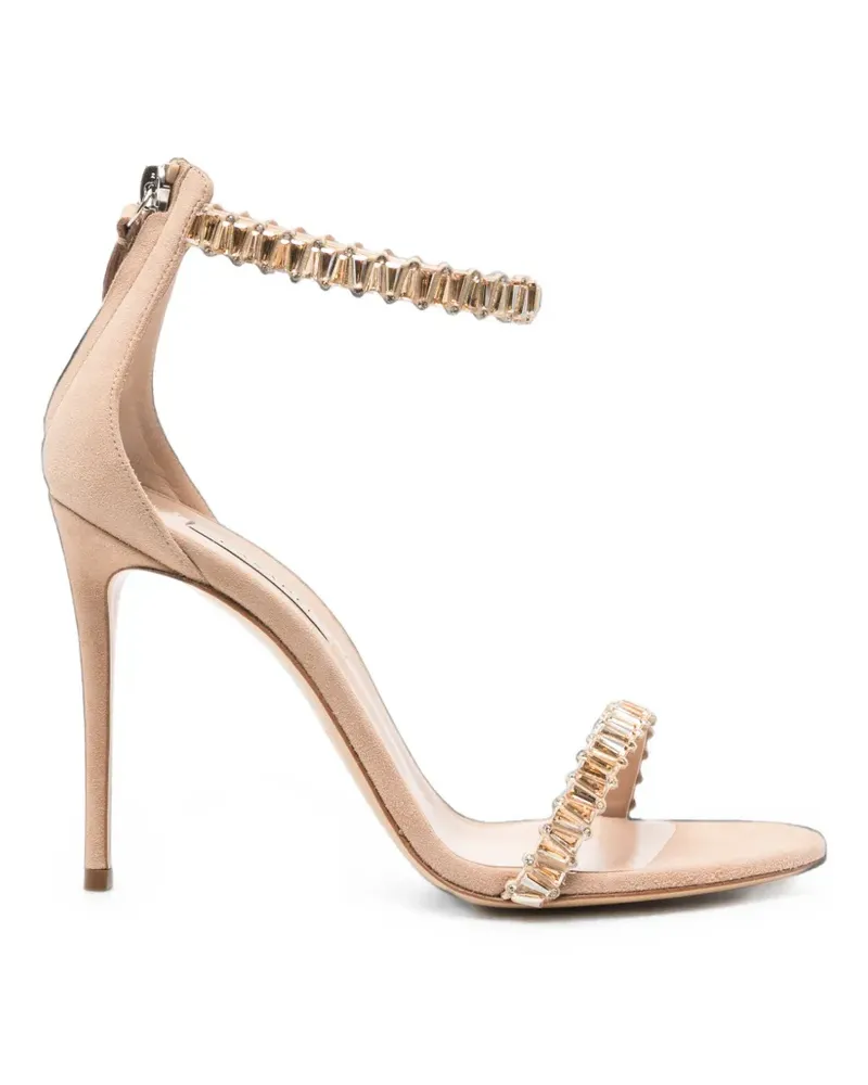 Casadei crystal-embellished suede sandals - Nude Nude