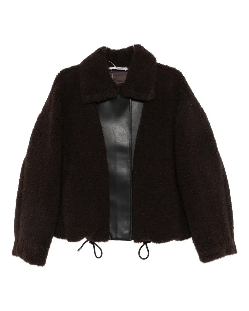 SPORTMAX faux-shearling buckled-collar jacket - Braun Braun
