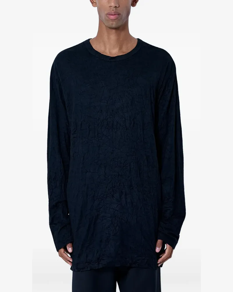 Yohji Yamamoto Langarmshirt mit rundem Ausschnitt - Schwarz Schwarz