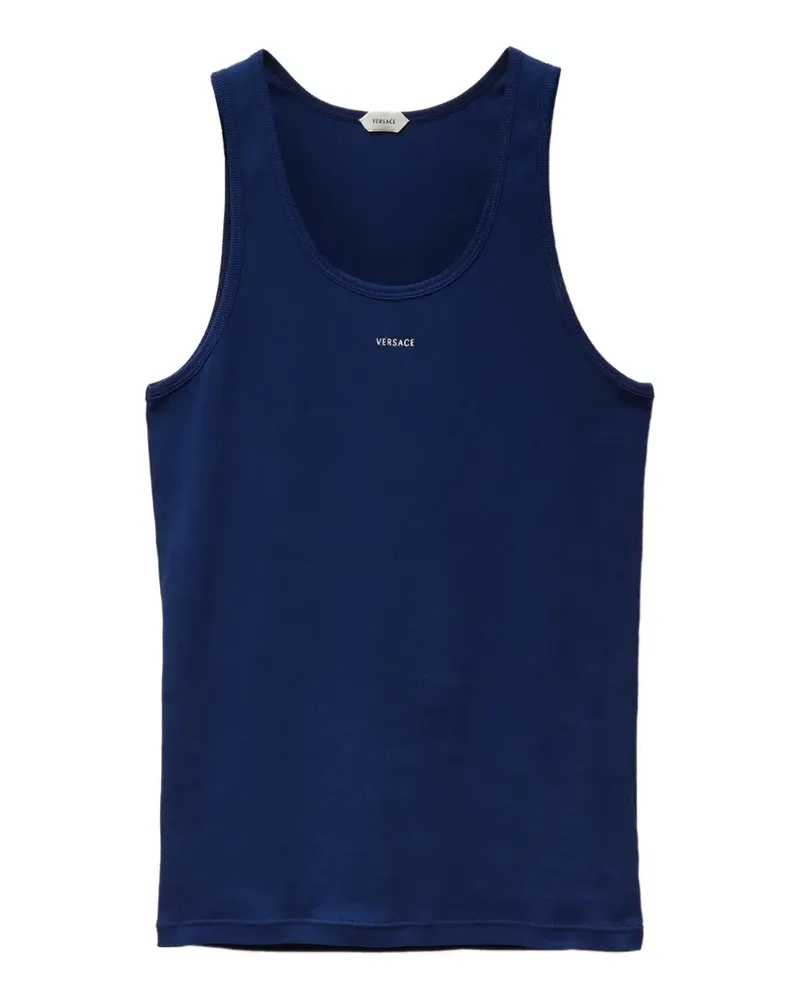 Versace Tanktop aus Baumwolljersey mit Stickerei - Blau Blau
