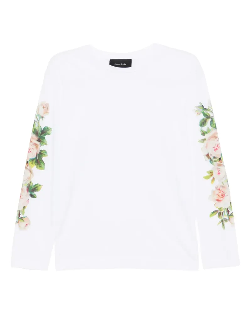 Simone Rocha T-Shirt mit Blumen-Print - Weiß Weiß