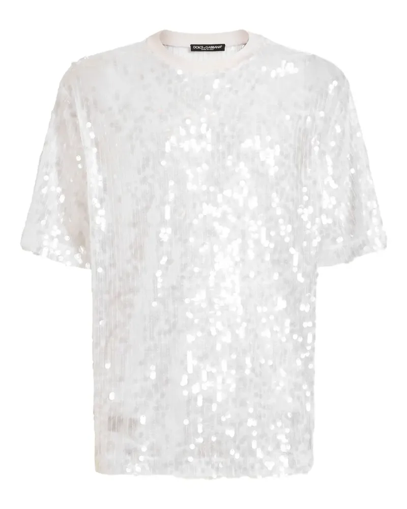Dolce & Gabbana T-Shirt mit Pailletten - Weiß Weiß