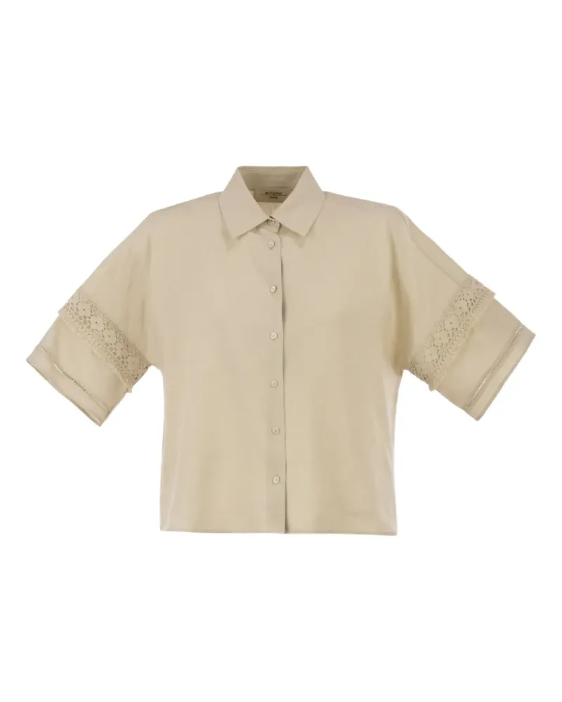 Max Mara lace-insert linen shirt - Nude Nude