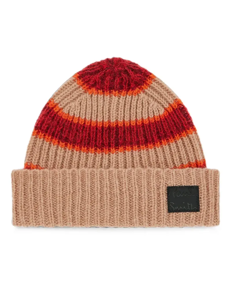 Paul Smith Gerippte Beanie mit Streifen - Nude Nude
