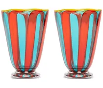 Set aus zwei gestreiften Rainbow Gläsern - Blau