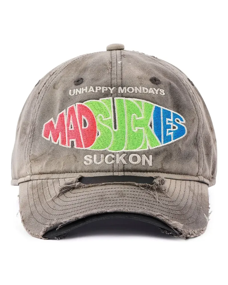SAINT MXXXXXX x Madsaki Baseballkappe mit Stickerei im Distressed-Look - Grau Grau